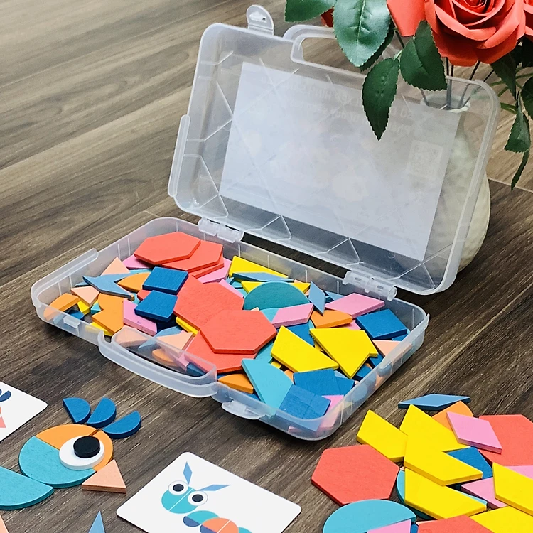 Đồ Chơi Xếp Hình Thông Minh Bằng Gỗ 180 Miếng Ghép Tangram Có Hộp Đựng Cho Bé Tư Duy Sáng Tạo Và Học Hình Khối Màu Sắc